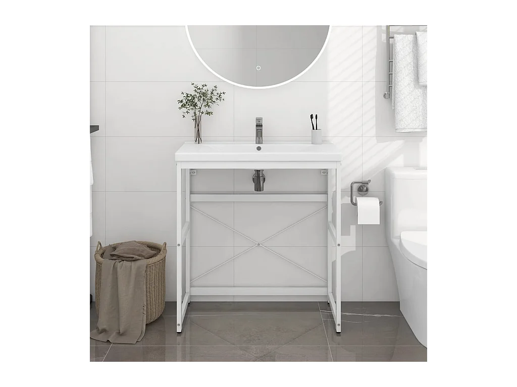 Telaio per lavabo da bagno Bianco 79x38x83 cm Ferro
