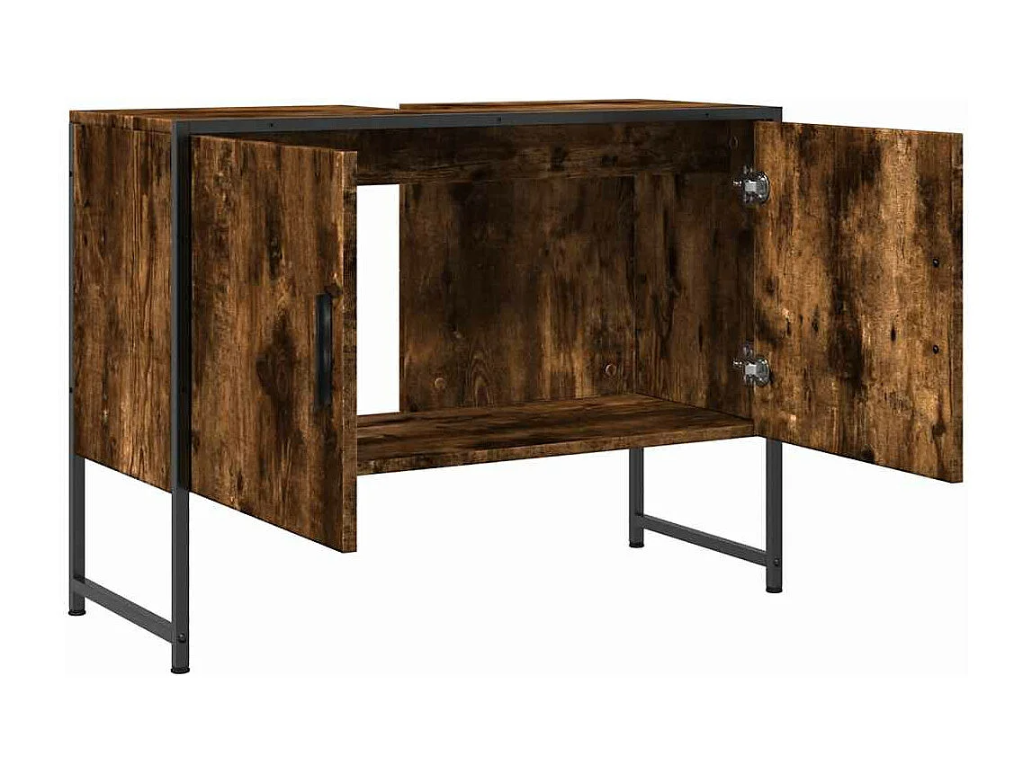 Armoire lavabo de salle de bain chêne fumé bois d'ingénierie