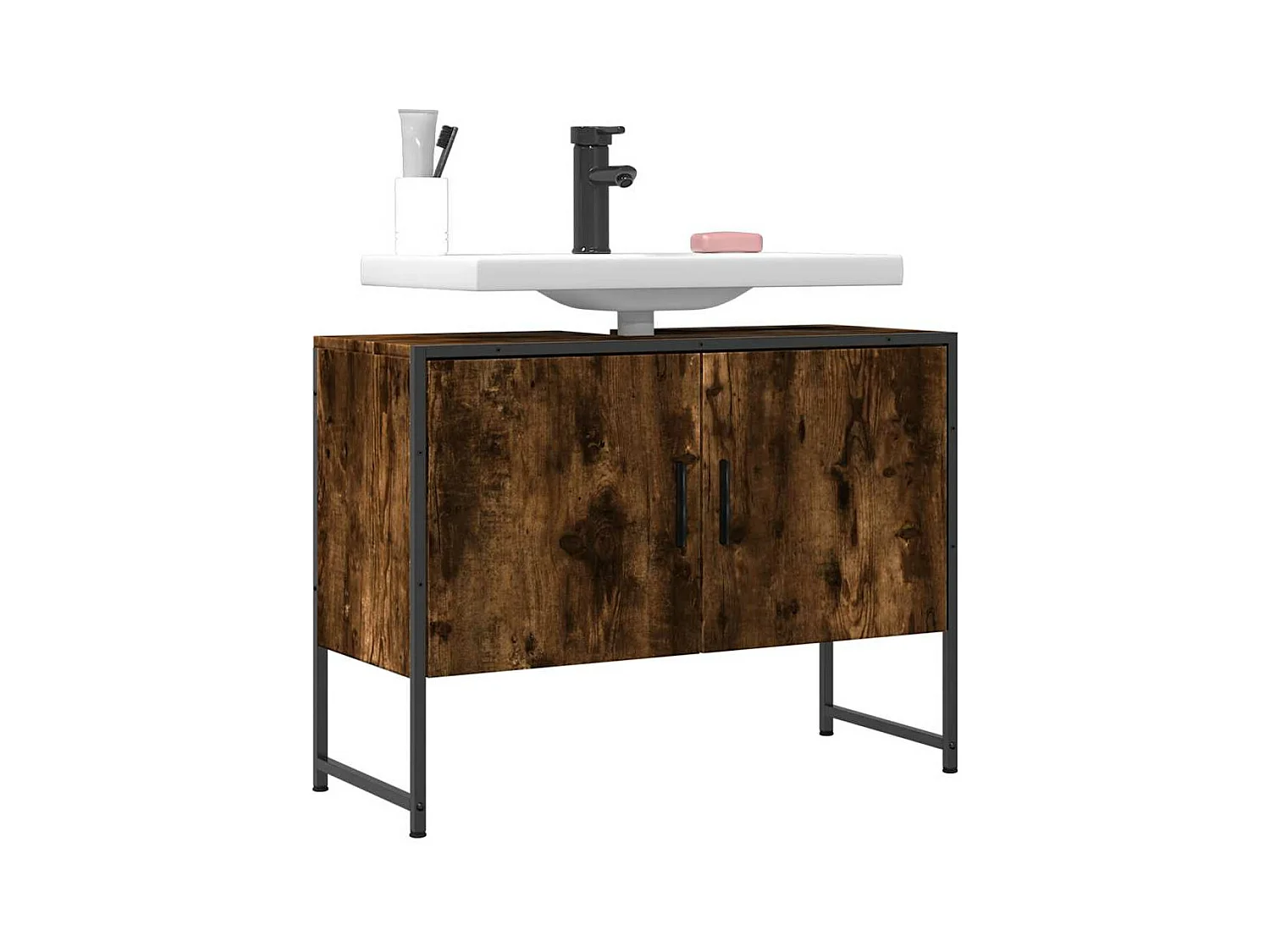 Mueble de baño para lavabo de madera de ingeniería de roble ahumado