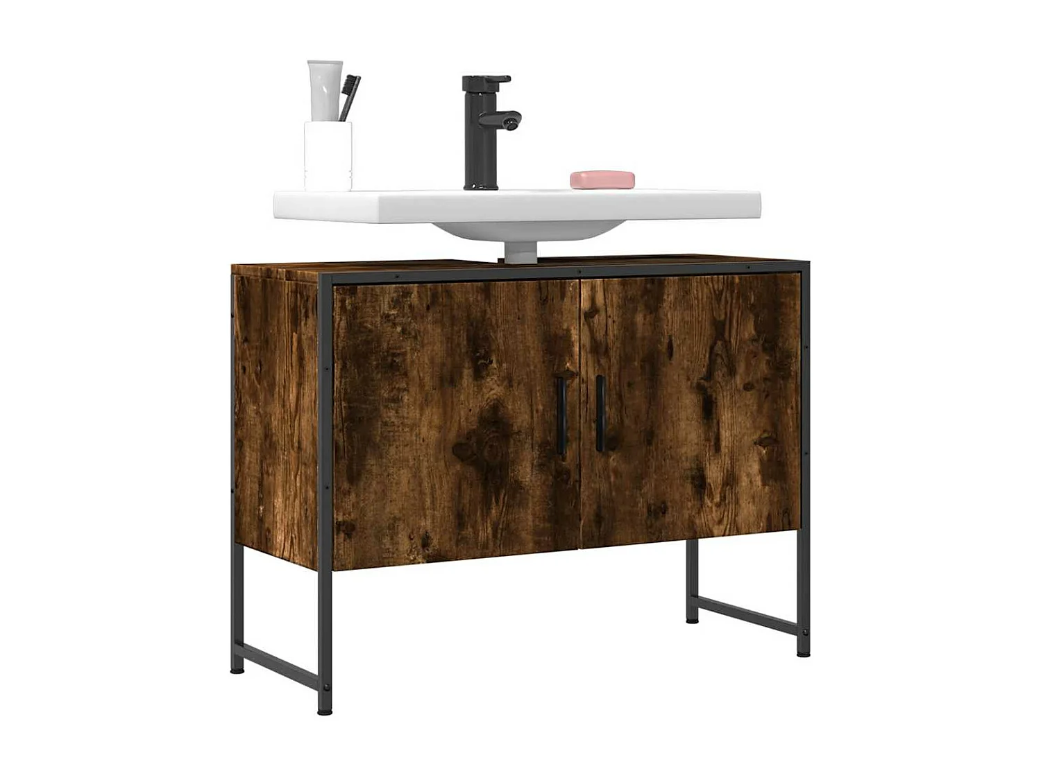 Mueble de baño para lavabo de madera de ingeniería de roble ahumado