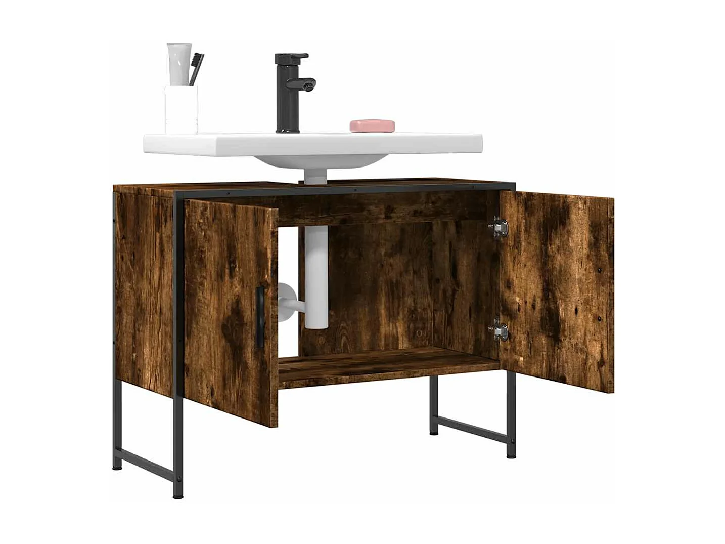 Mueble de baño para lavabo de madera de ingeniería de roble ahumado