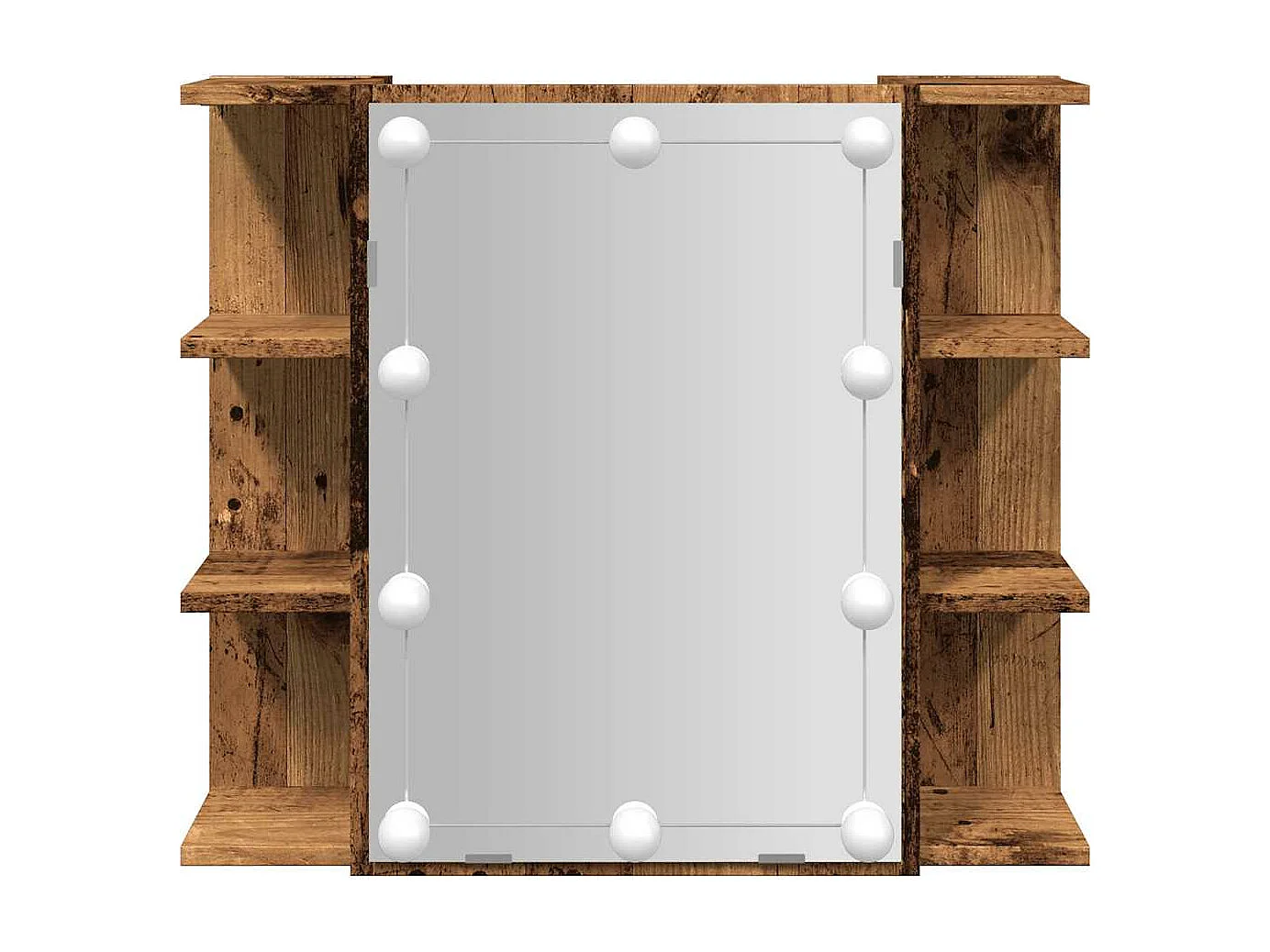 Mobiletto a specchio con LED legno vecchio 70x16,5x60 cm