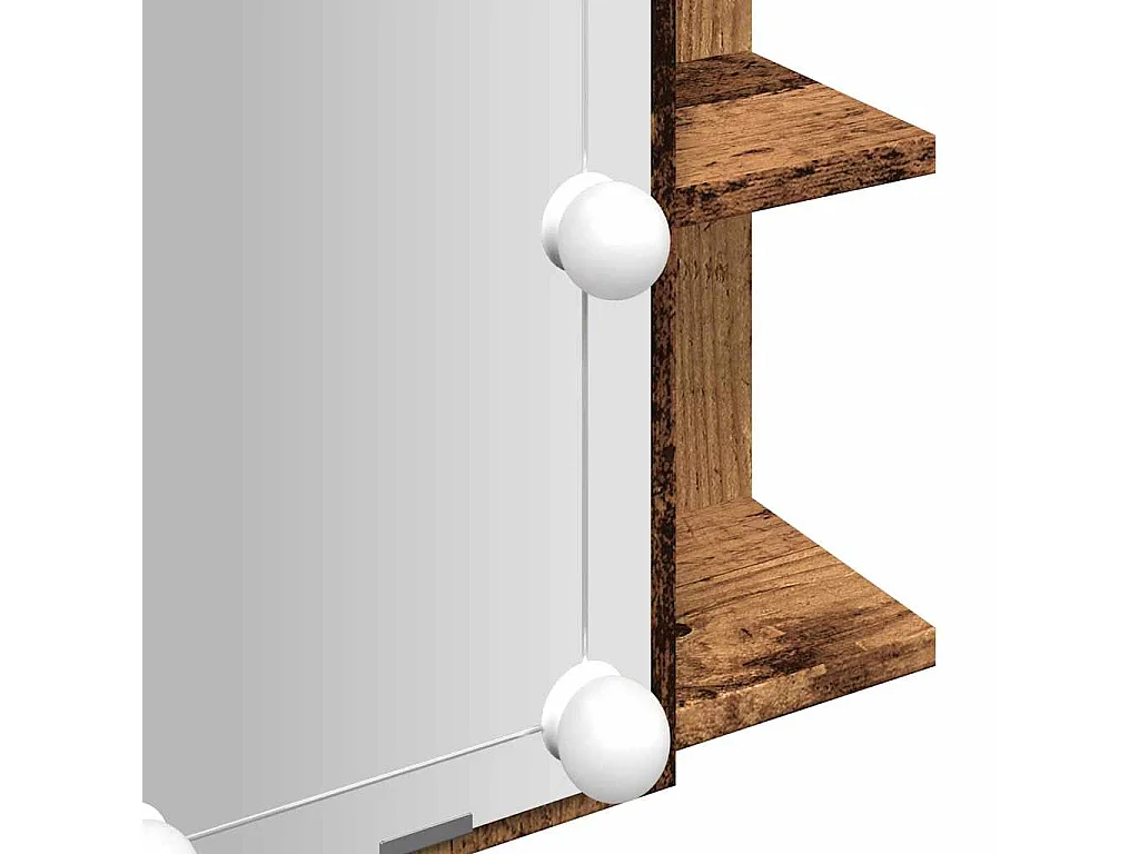 Mobiletto a specchio con LED legno vecchio 70x16,5x60 cm