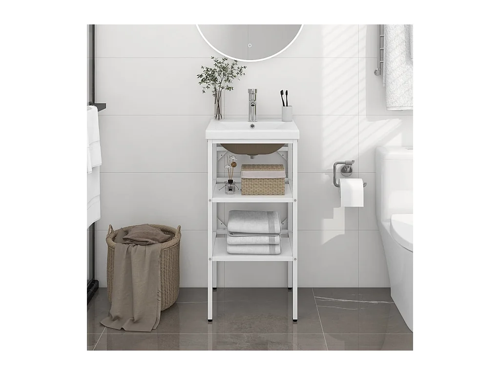 Telaio per lavabo da bagno sottotop in ferro bianco