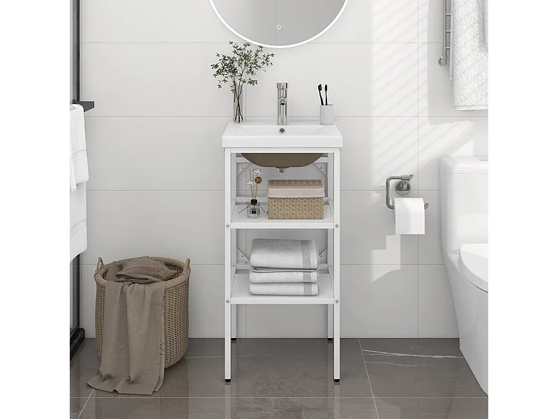 Telaio per lavabo da bagno sottotop in ferro bianco