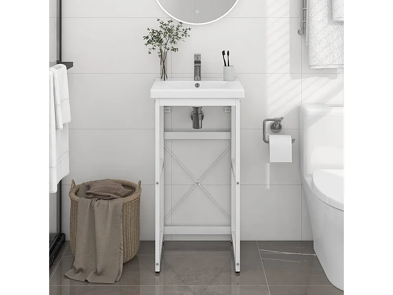 Telaio per lavabo da bagno Bianco 40x38x83 cm Ferro