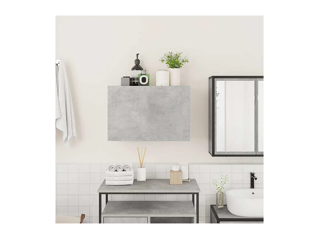 Armoire murale de bain gris béton 60x25x40 cm bois d'ingénierie