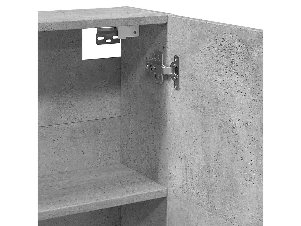 Betongrijs bewerkt houten badkamerspiegelkastje