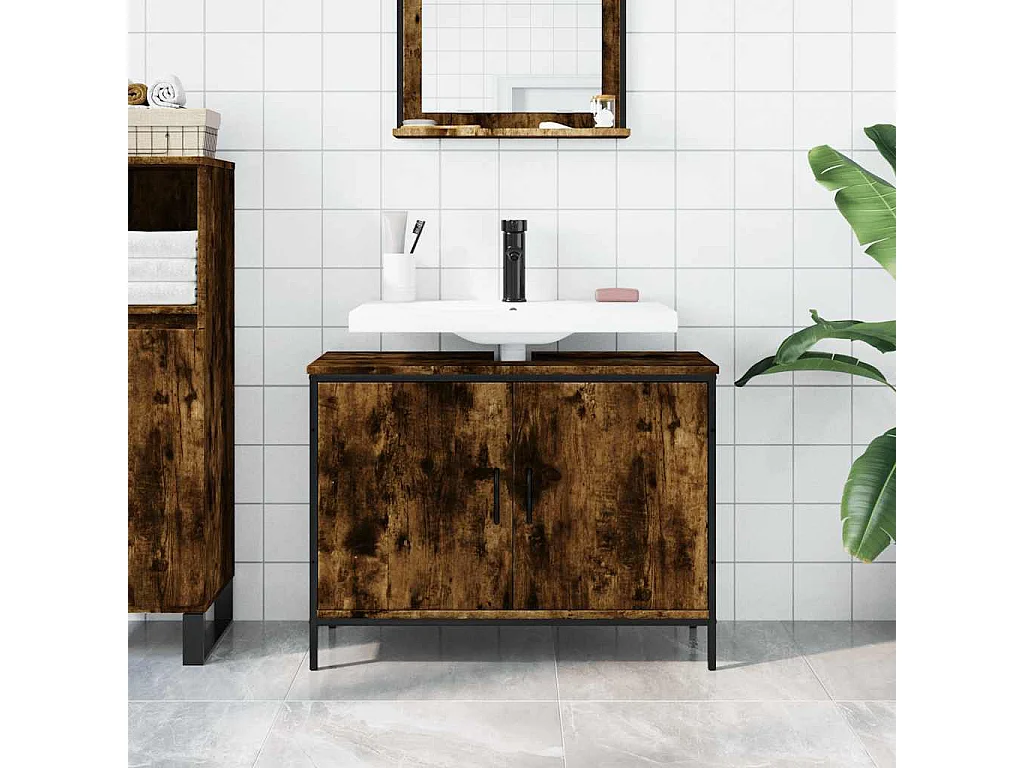 Mobile lavabo bagno rovere fumé 80x30x60 cm