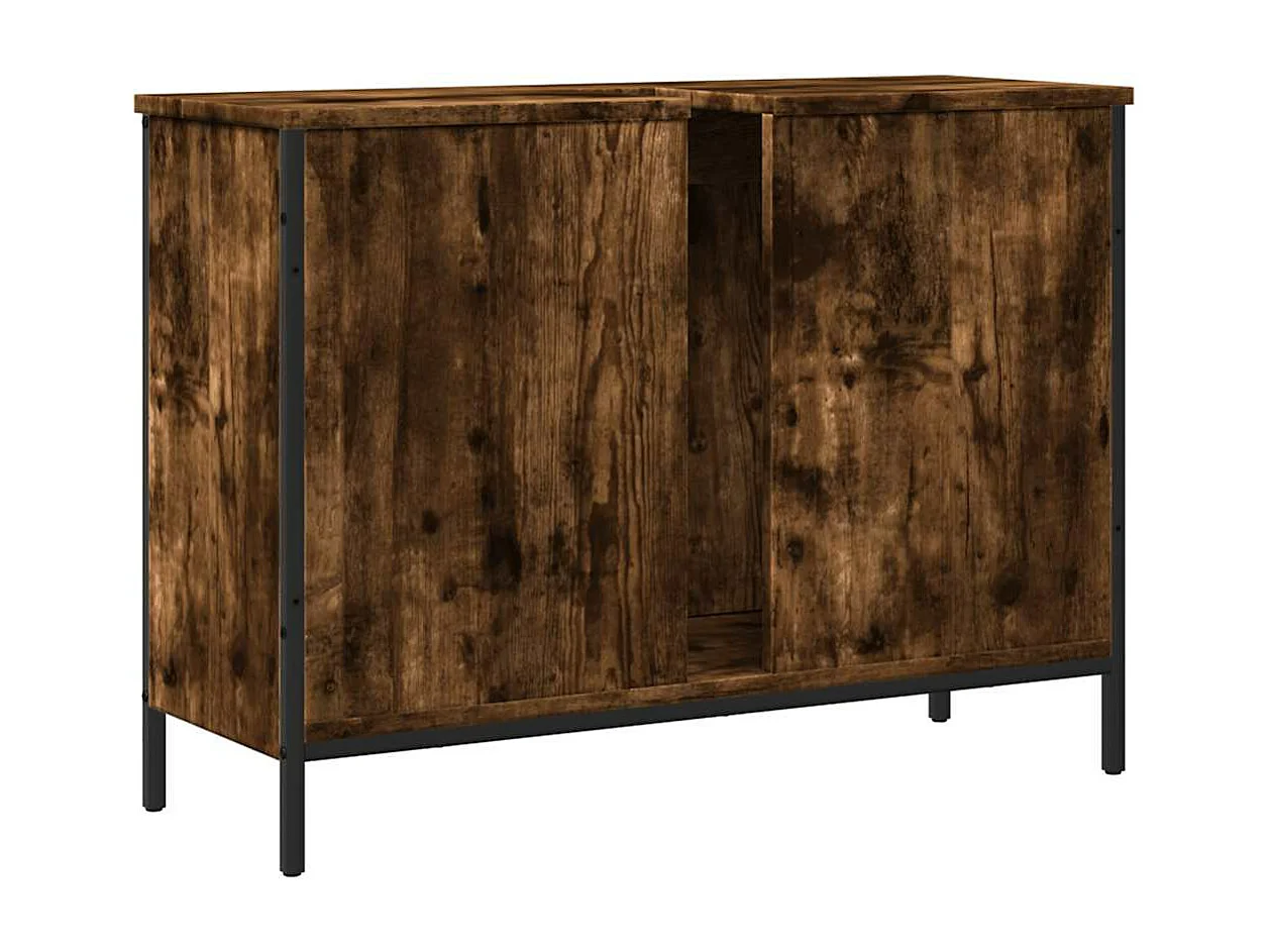 Armoire lavabo de salle de bain chêne fumé 80x30x60 cm