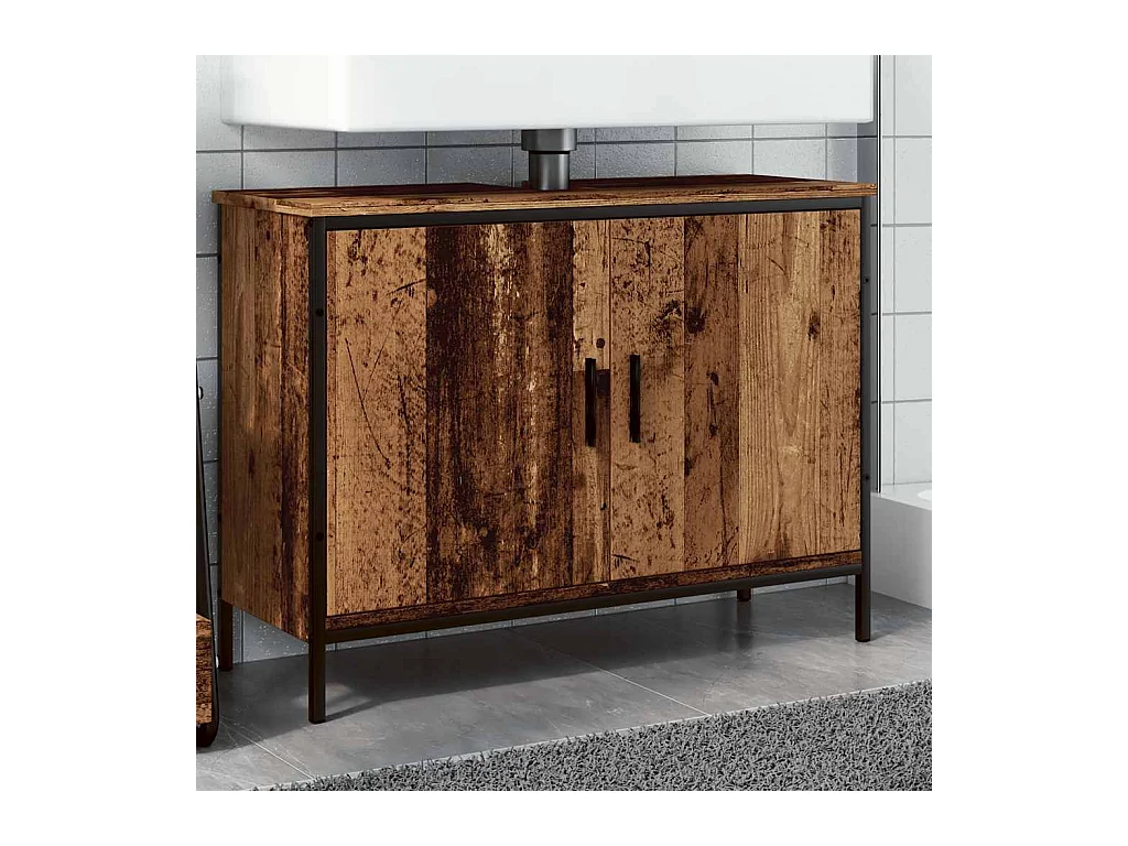 Mueble lavabo de madera antigua 80x30x60 cm madera contrachapada