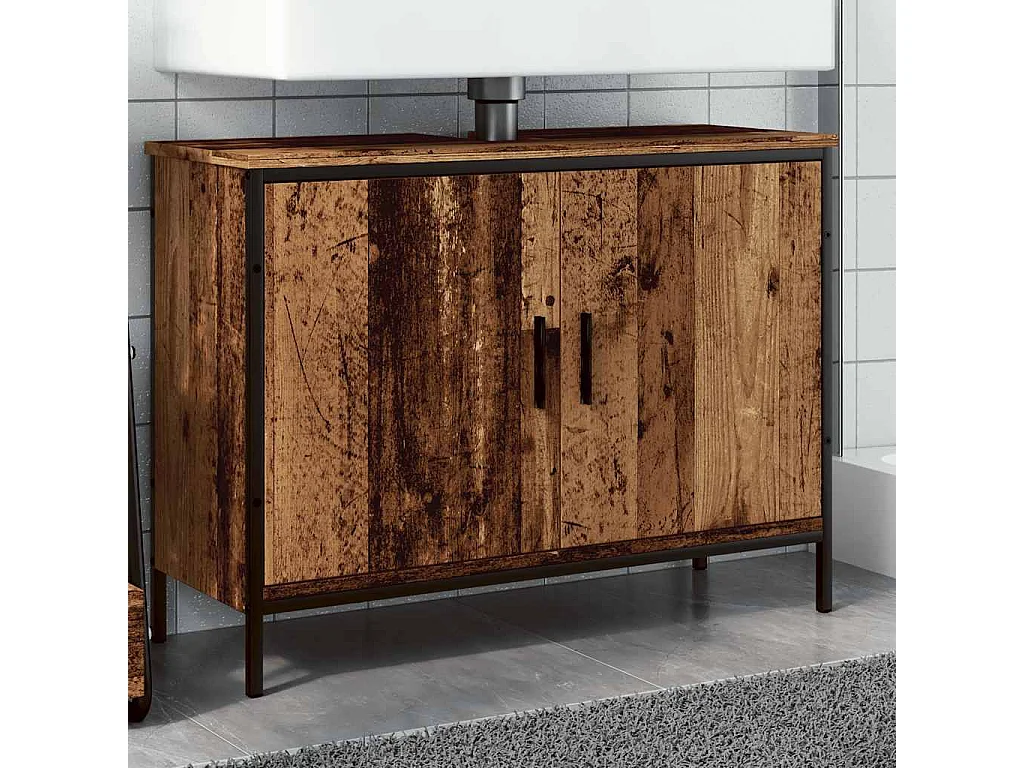 Mueble lavabo de madera antigua 80x30x60 cm madera contrachapada