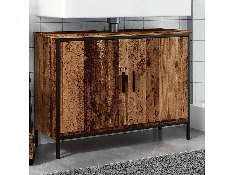 Mueble lavabo de madera antigua 80x30x60 cm madera contrachapada