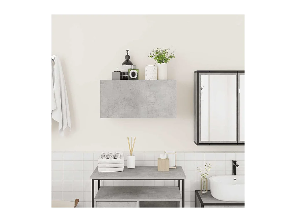Armoire murale de bain gris béton 60x25x30 cm bois d'ingénierie
