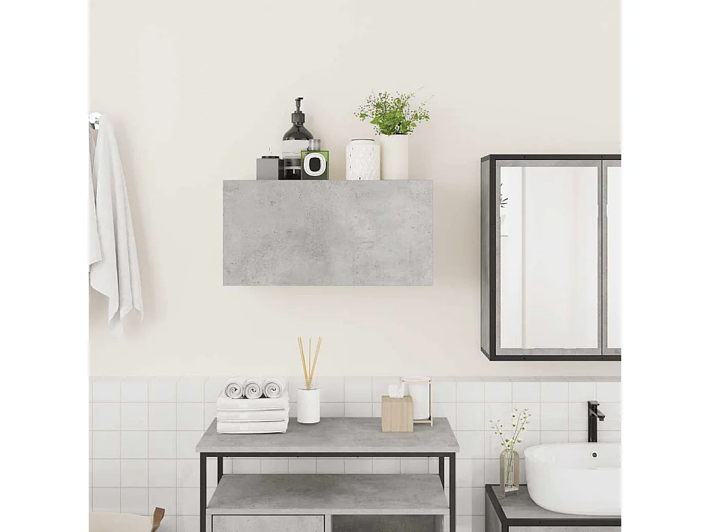 Armoire murale de bain gris béton 60x25x30 cm bois d'ingénierie