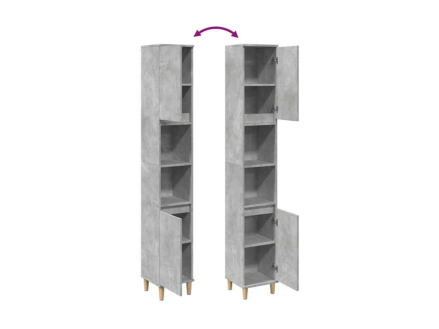 Armoire de salle de bain gris béton 30x30x190 cm