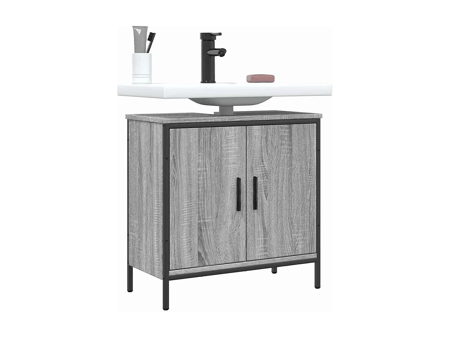 Mueble de baño lavabo sonoma gris 60x30x60 cm