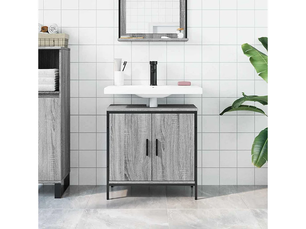 Armoire lavabo de salle de bain sonoma gris 60x30x60 cm