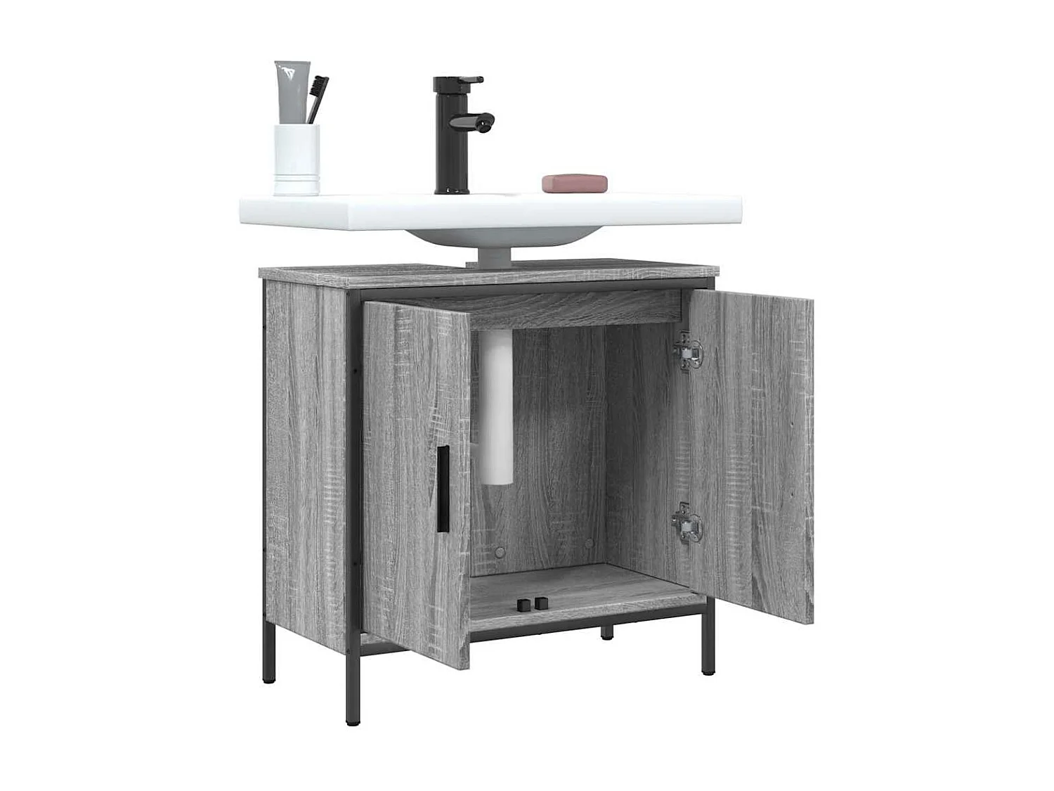 Armoire lavabo de salle de bain sonoma gris 60x30x60 cm