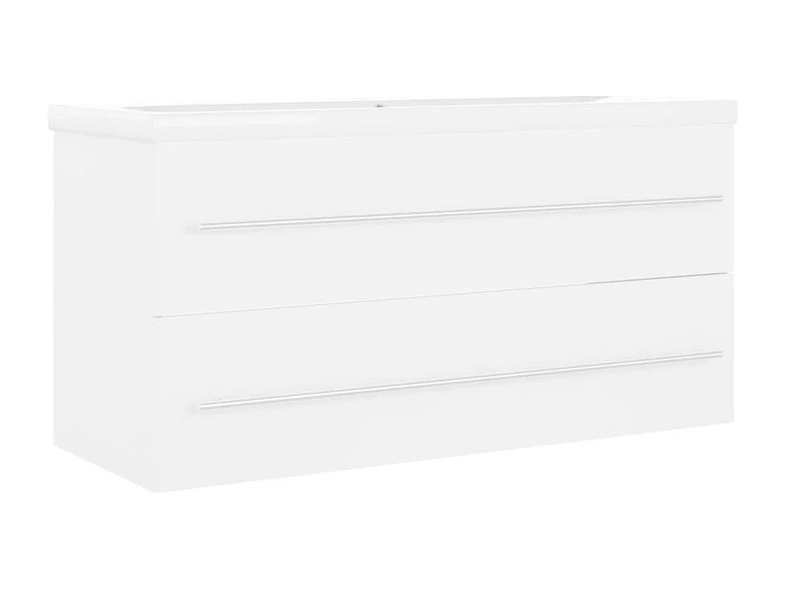 Armoire d'évier avec lavabo intégré Blanc Aggloméré