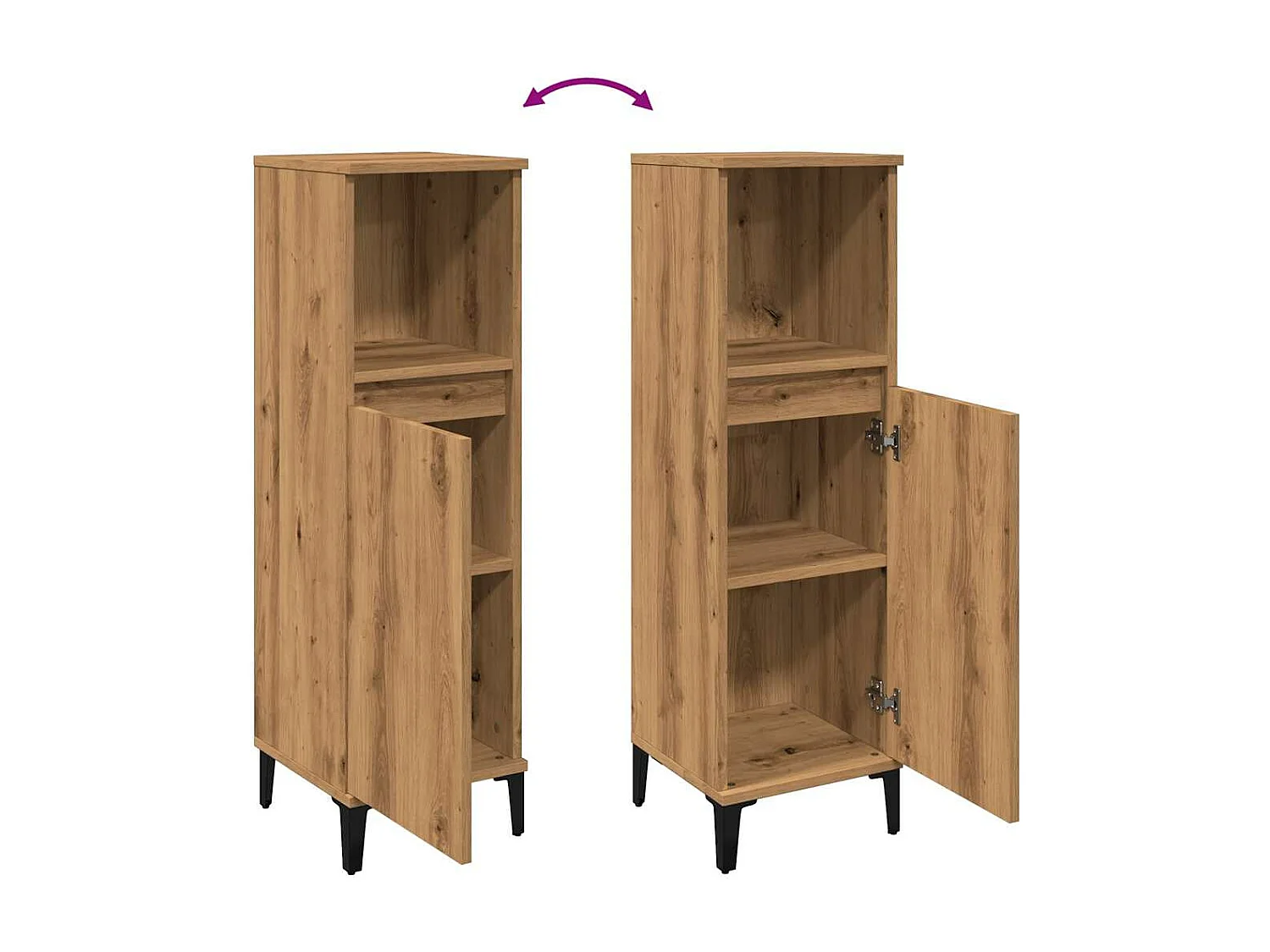 Armoire de salle de bain chêne artisanal 30x30x100 cm