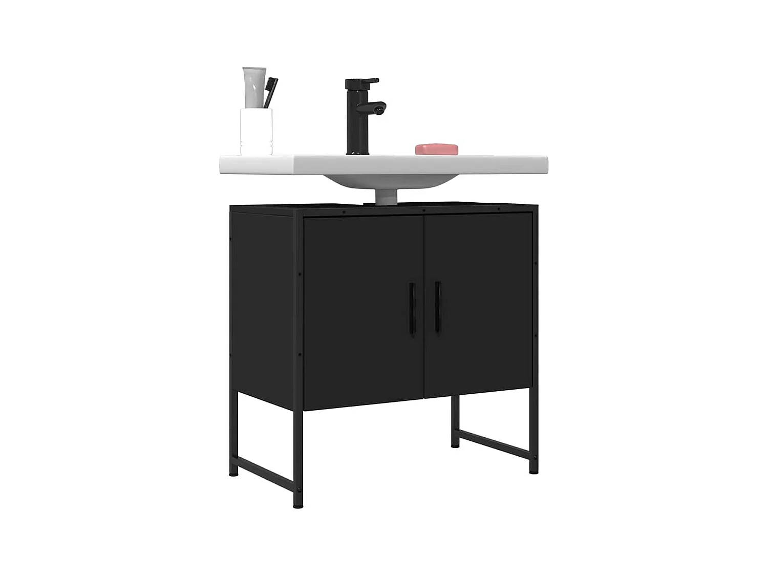 Mobile lavabo bagno nero 60x33x60 cm