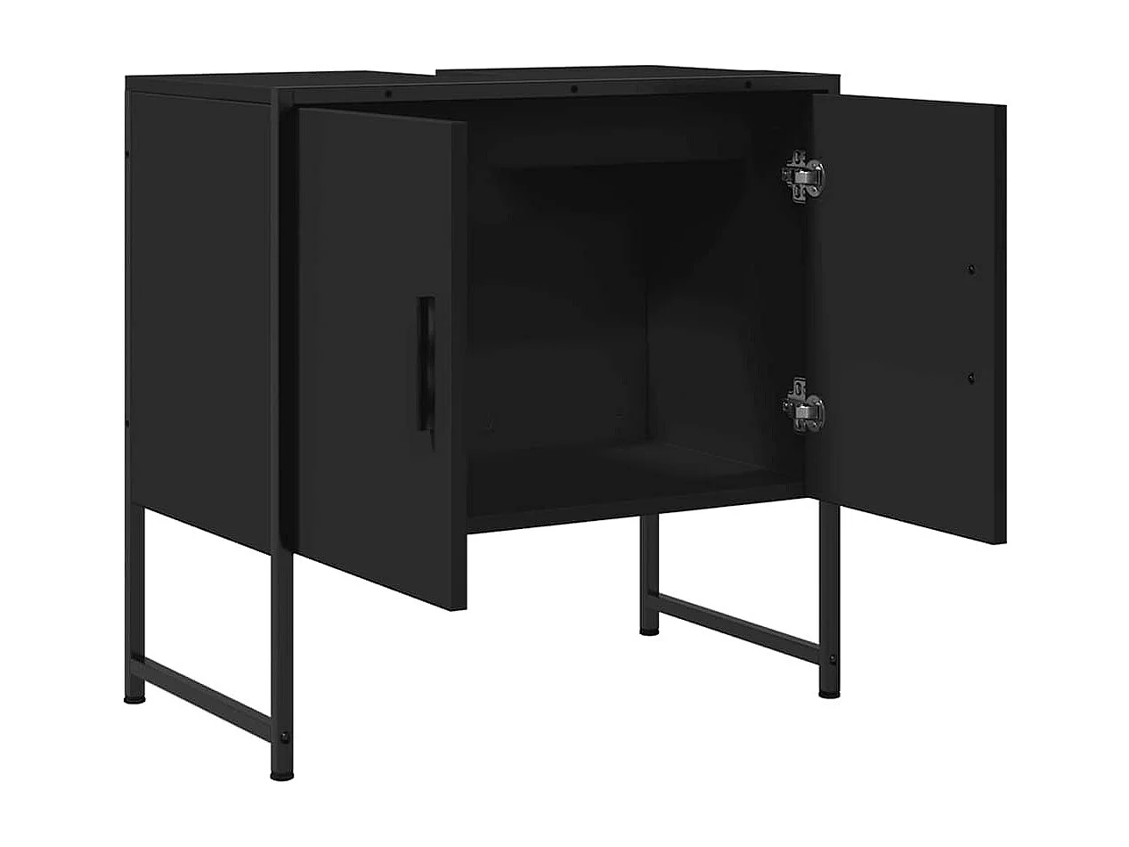 Móvel de lavatório de casa de banho preto 60x33x60 cm
