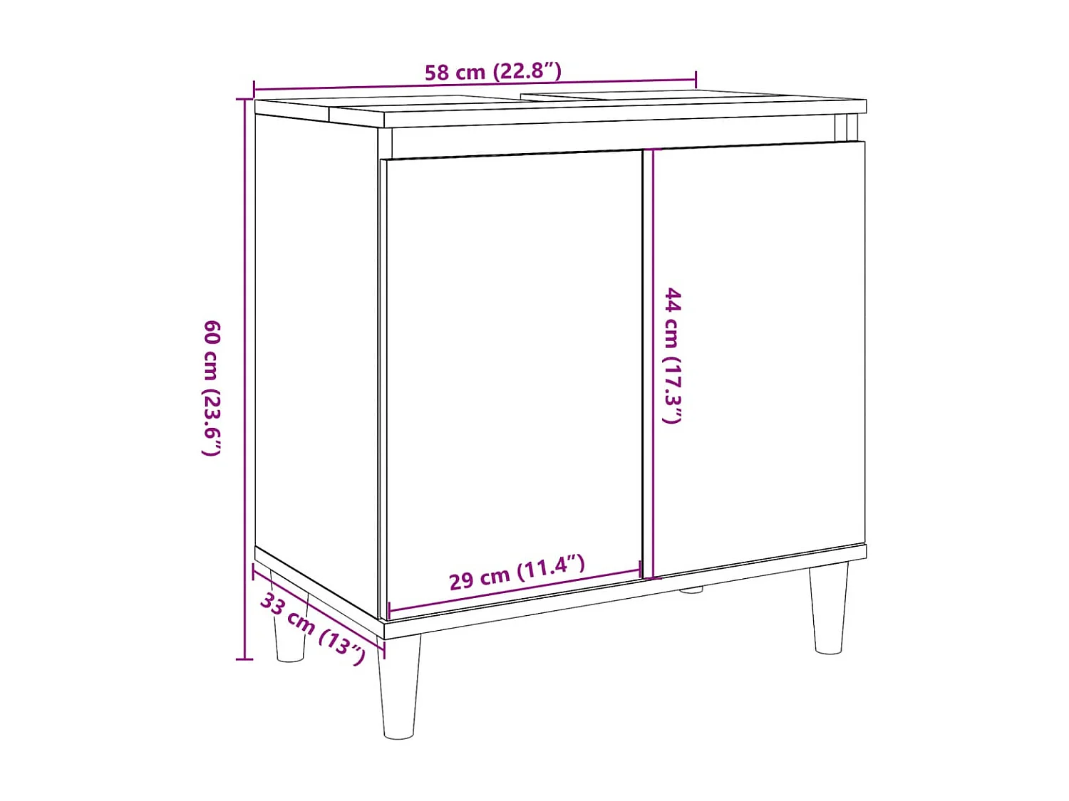 Waschbeckenunterschrank Craft Eiche 58x33x60 cm Holzwerkstoff