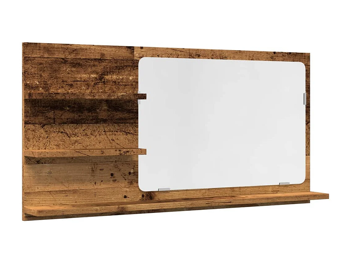 Mueble de baño con espejo de madera vieja de ingeniería de madera