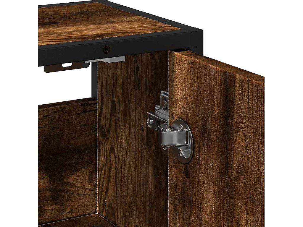 Armoire à miroir de salle de bain chêne fumé bois d’ingénierie