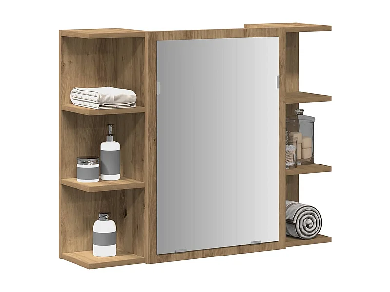 Armoire à miroir de salle de bain chêne artisanal 80x20,5x64 cm