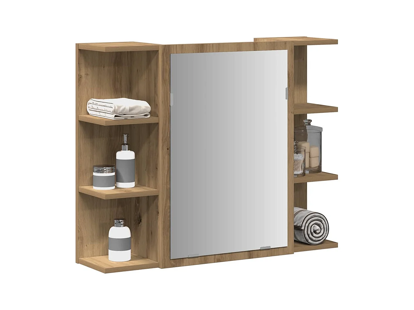 Mueble de baño con espejo roble craft 80x20,5x64 cm