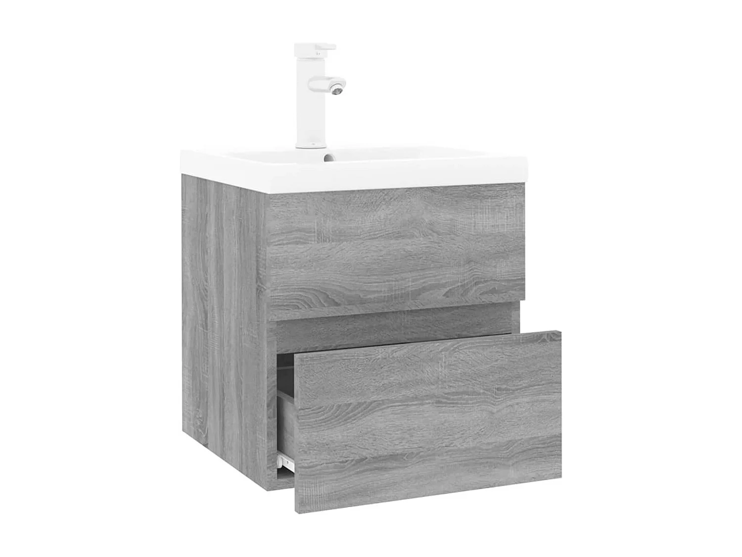 Mobile lavabo in legno ingegnerizzato grigio Sonoma con lavabo integrato