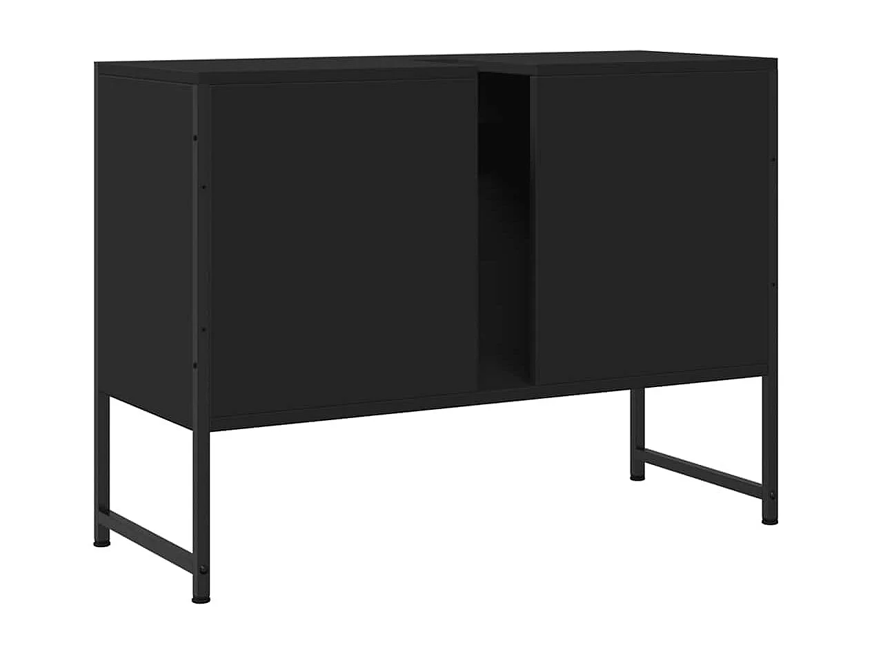 Mueble de baño de madera maciza de haya negra 80x33x60cm