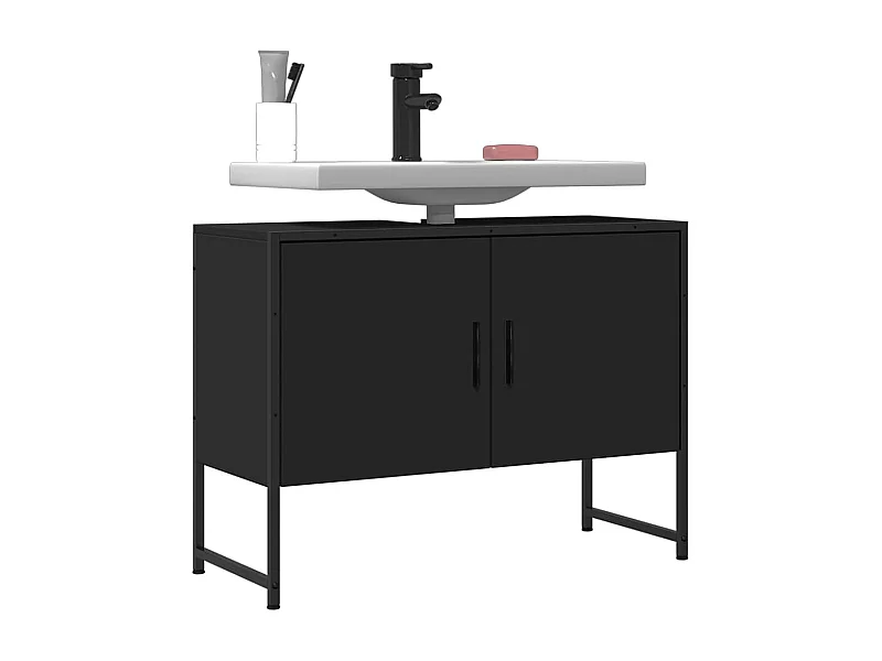 Schwarzer Badezimmer-Waschbeckenschrank 80x33x60cm Holzwerkstoff