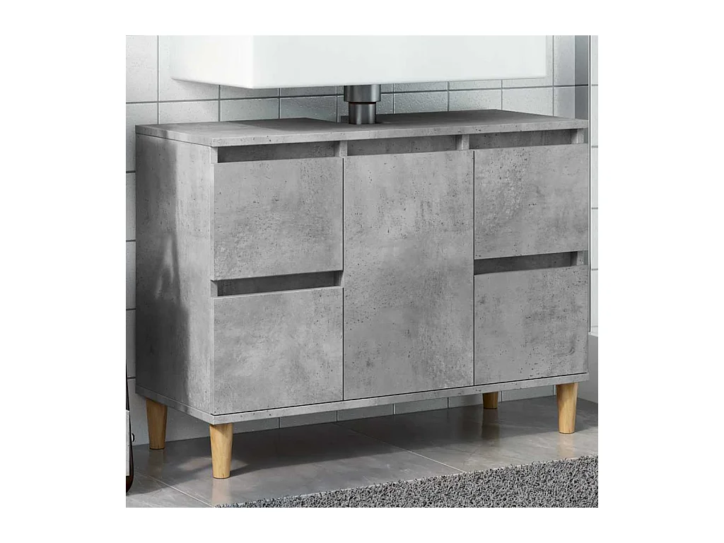 Mueble lavabo gris hormigón 80x33x60 cm madera de ingeniería