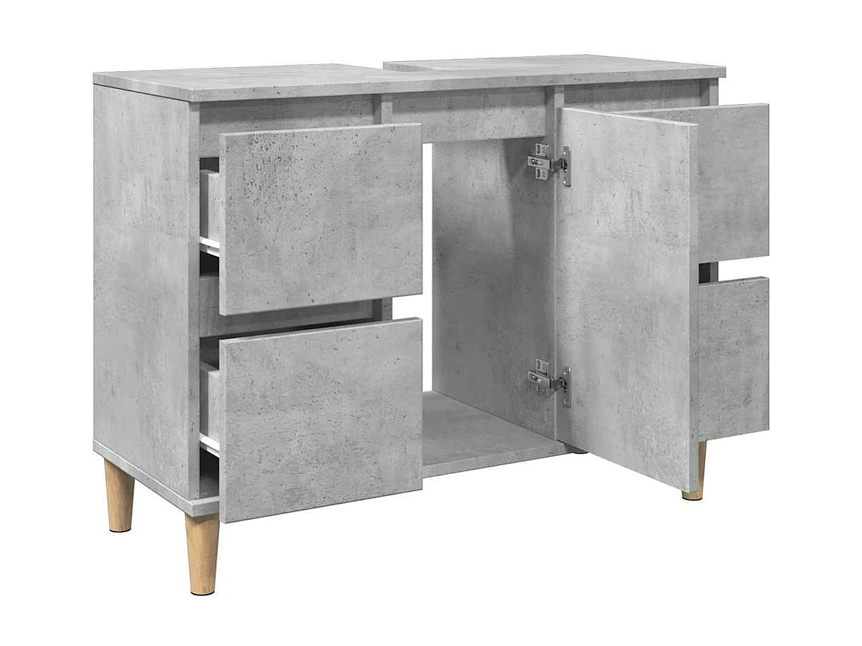 Mueble lavabo gris hormigón 80x33x60 cm madera de ingeniería