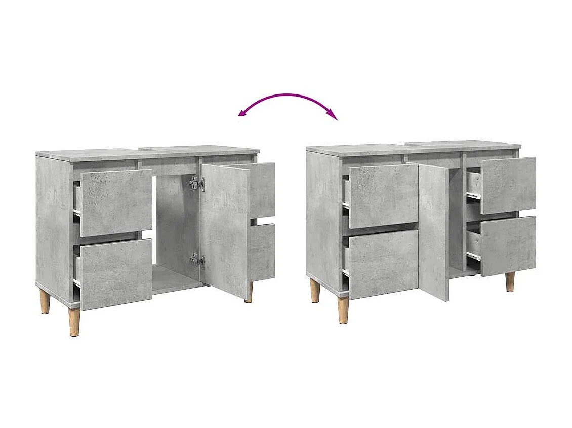 Mueble lavabo gris hormigón 80x33x60 cm madera de ingeniería