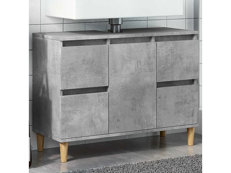 Betongrauer Waschbeckenunterschrank 80x33x60 cm Holzwerkstoff