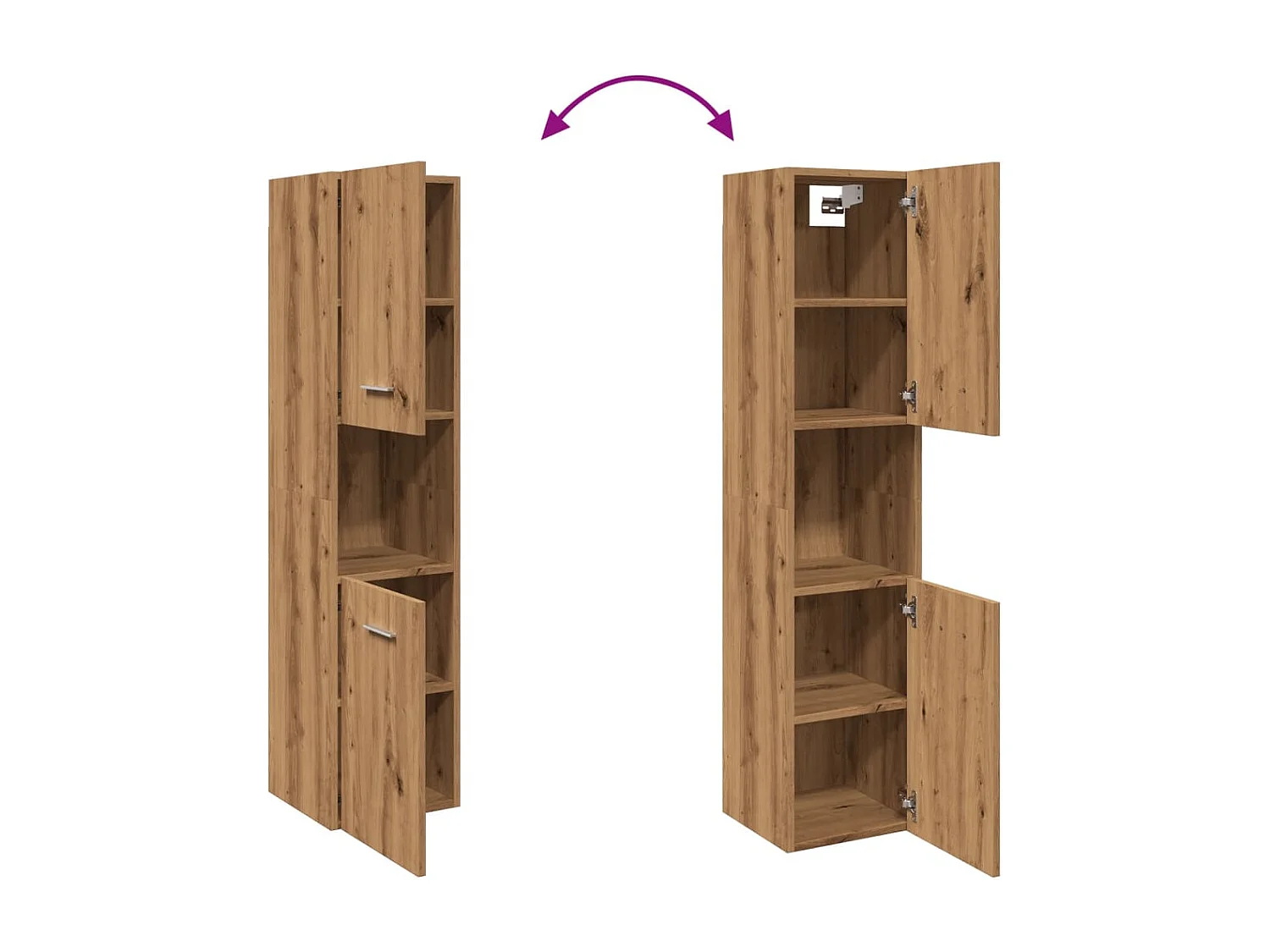 Armoire de salle de bain suspendue chêne artisanal 30x30x130 cm