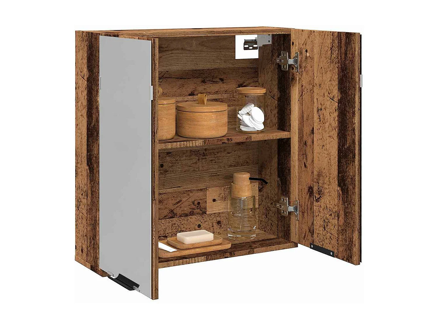 Armoire à miroir de salle de bain vieux bois 64x20x66,5 cm