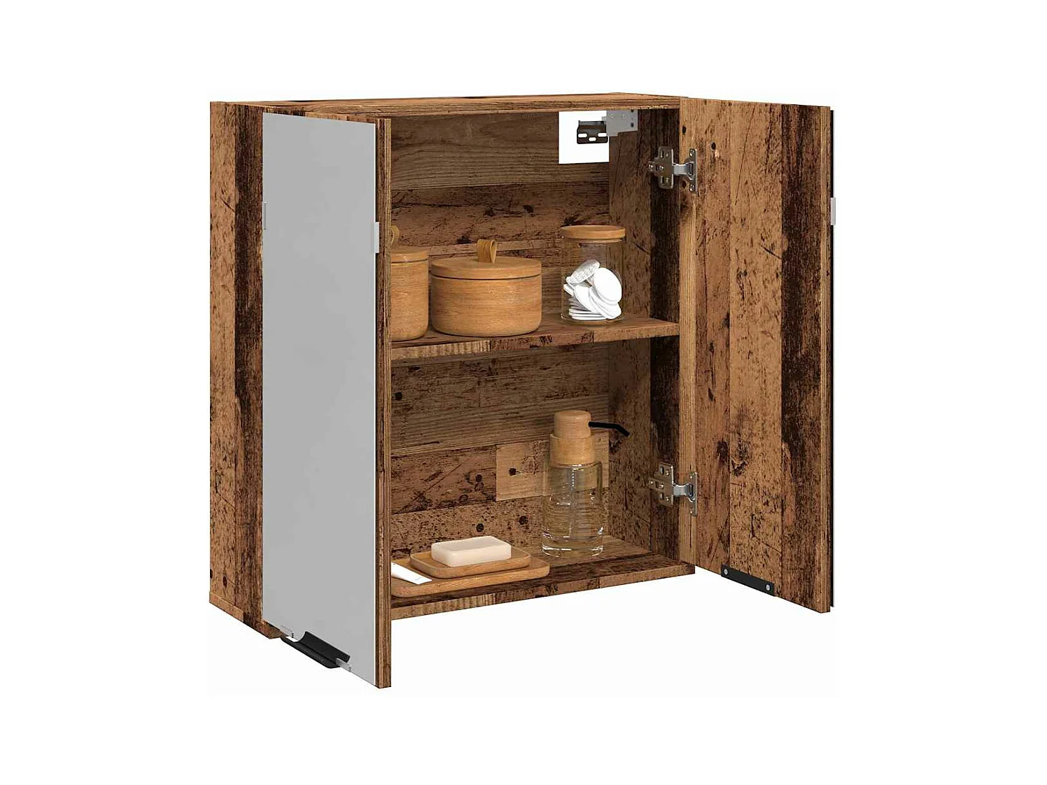 Mobiletto specchio da bagno in legno vecchio 64x20x66,5 cm