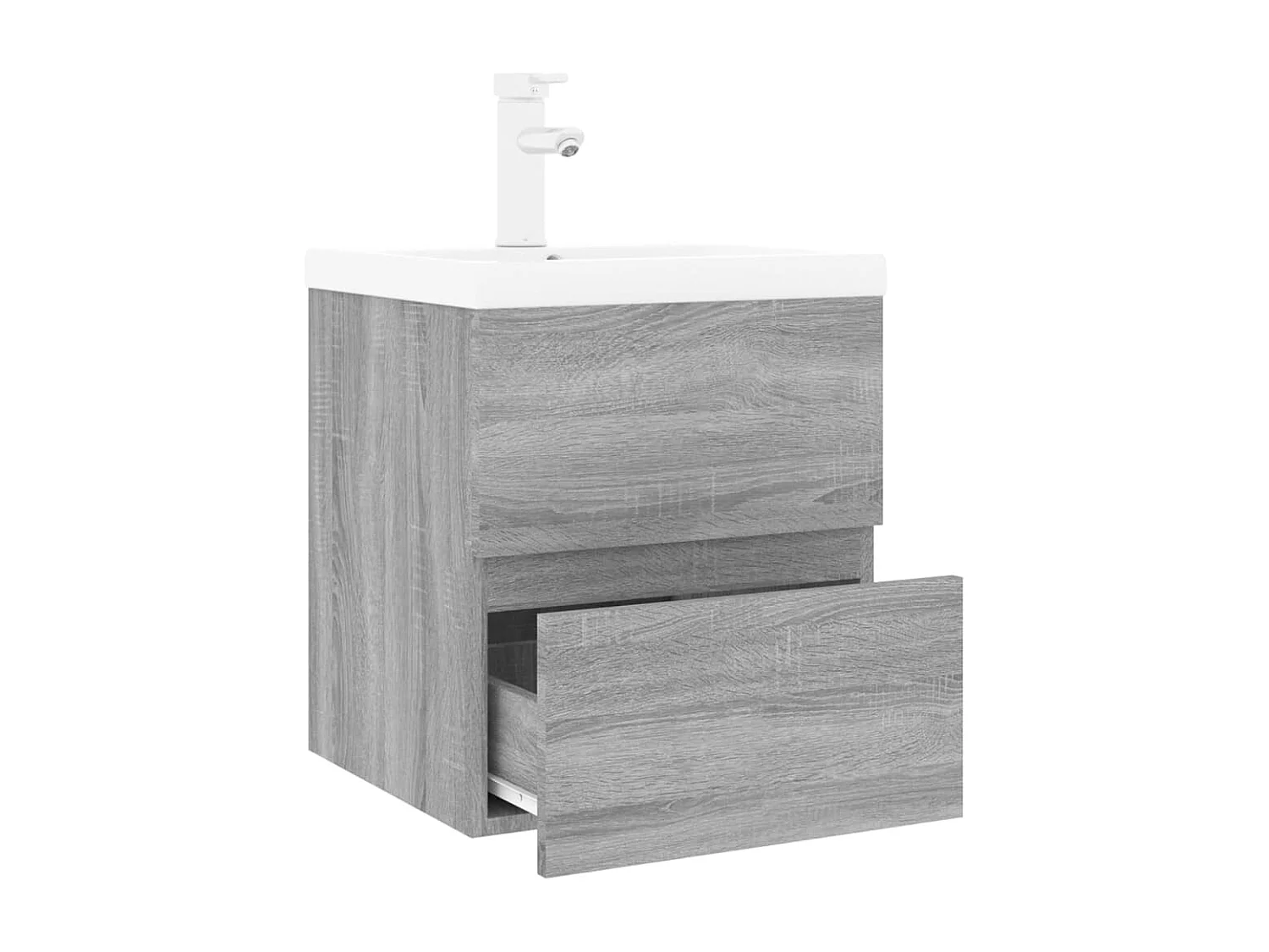 Meuble lavabo avec bassin intégré Sonoma gris Bois d'ingénierie