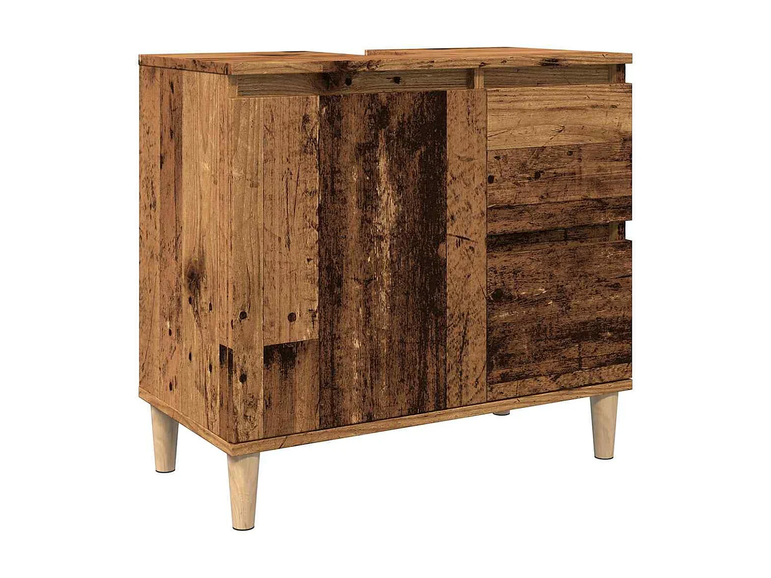 Armoire lavabo vieux bois 65x33x60 cm bois d'ingénierie