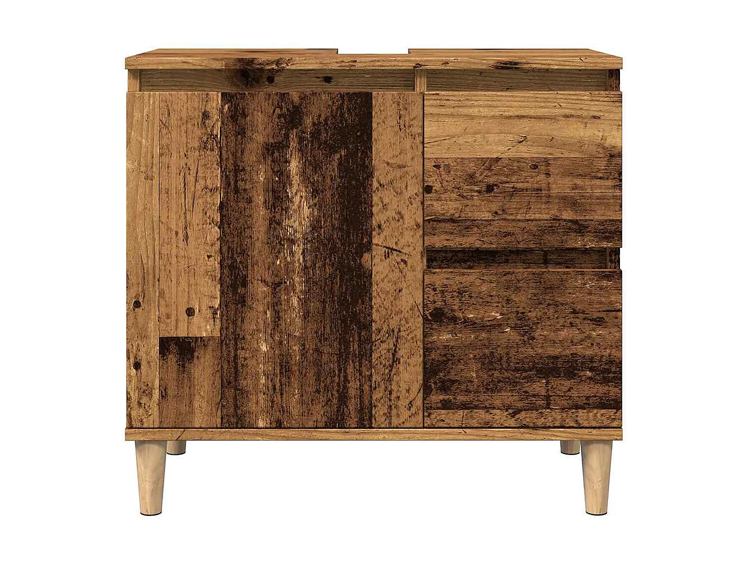 Armoire lavabo vieux bois 65x33x60 cm bois d'ingénierie