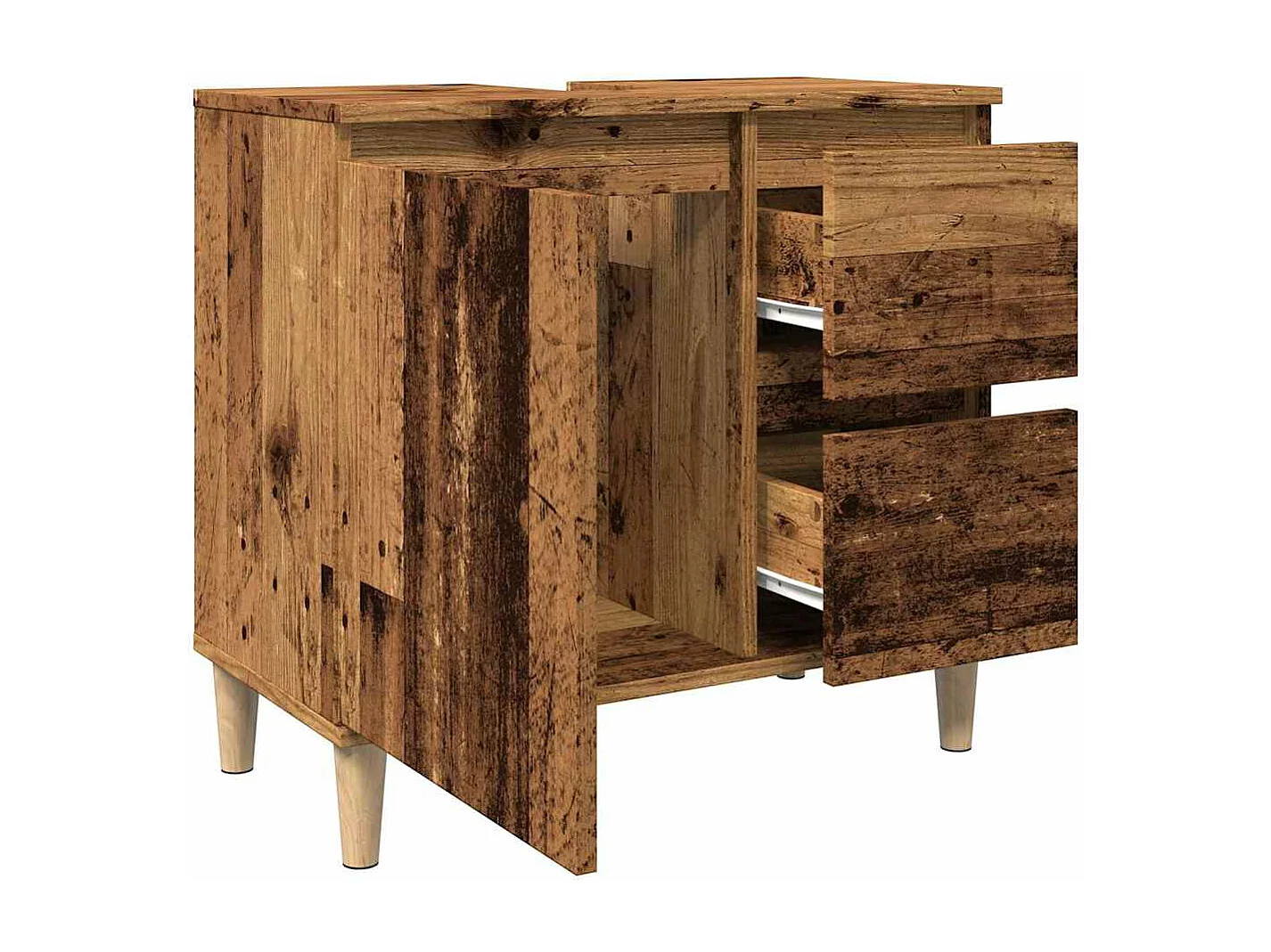 Armoire lavabo vieux bois 65x33x60 cm bois d'ingénierie