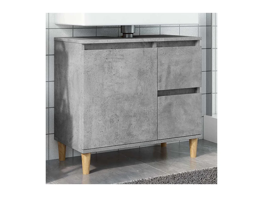 Armoire d'évier gris béton 65x33x60 cm bois d'ingénierie