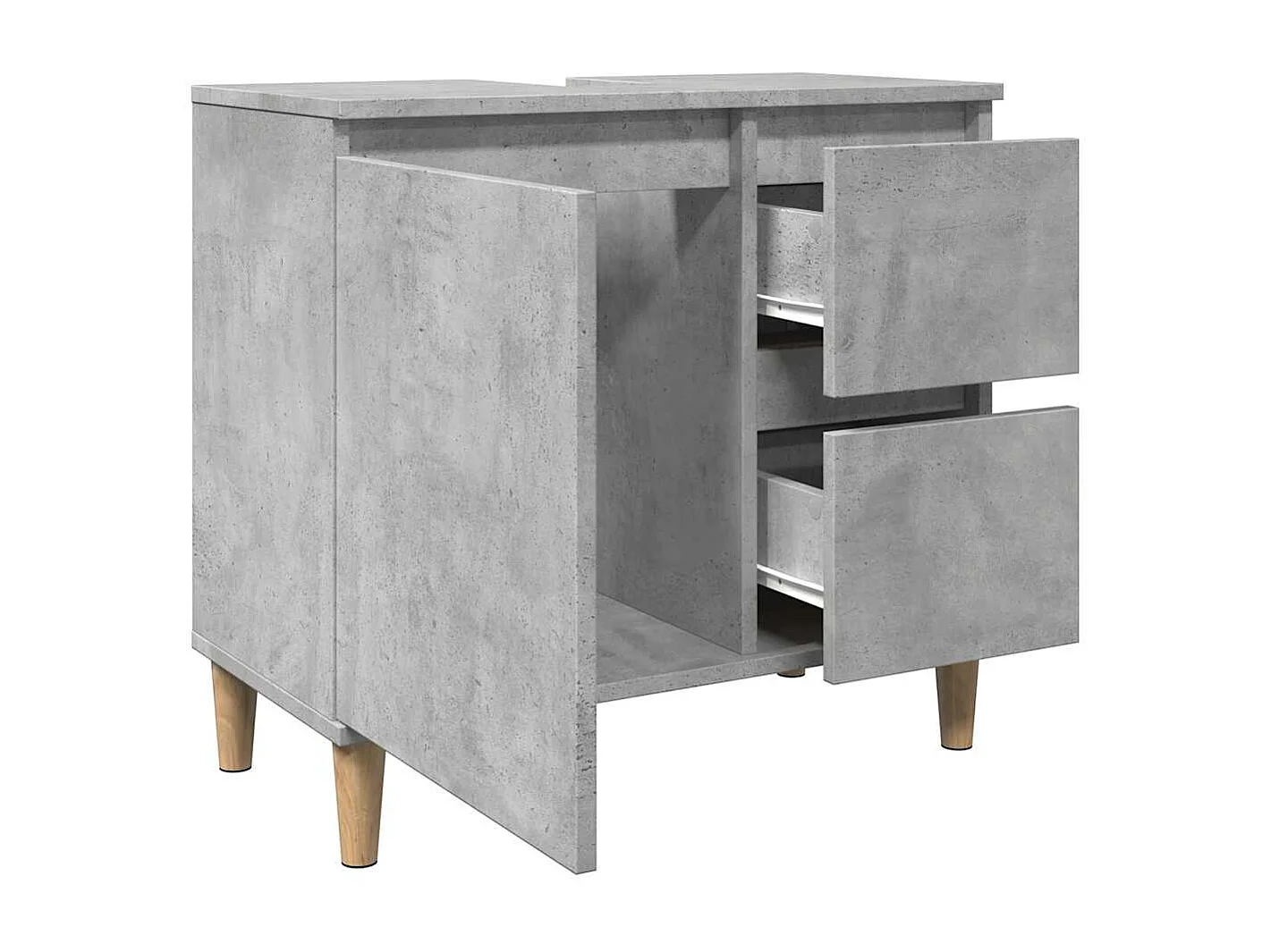 Betongrauer Waschbeckenunterschrank 65x33x60 cm Holzwerkstoff