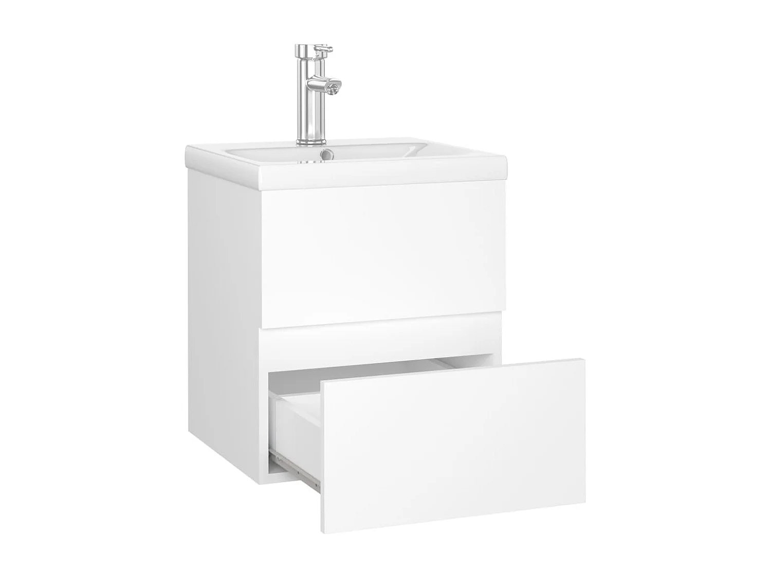 Armoire d'évier avec lavabo intégré blanc bois d'ingénierie