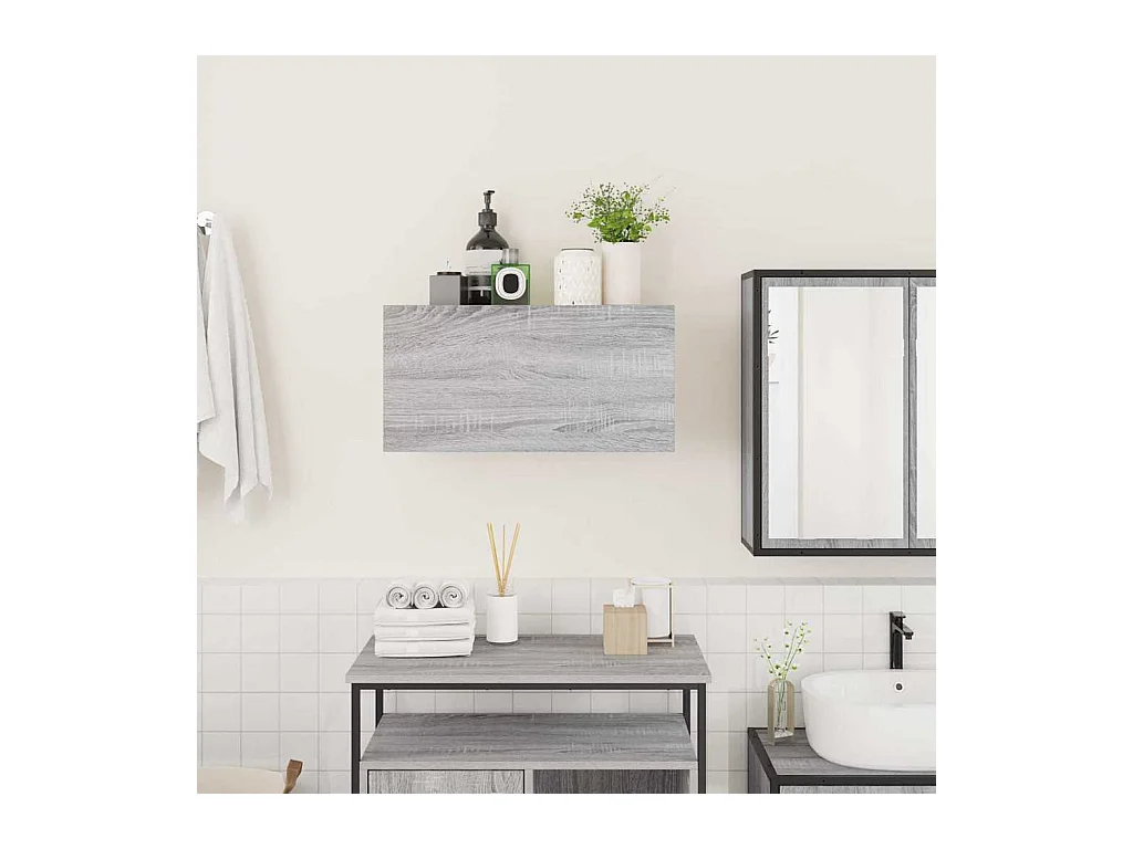 Armoire murale de bain sonoma gris 60x25x30cm bois d'ingénierie